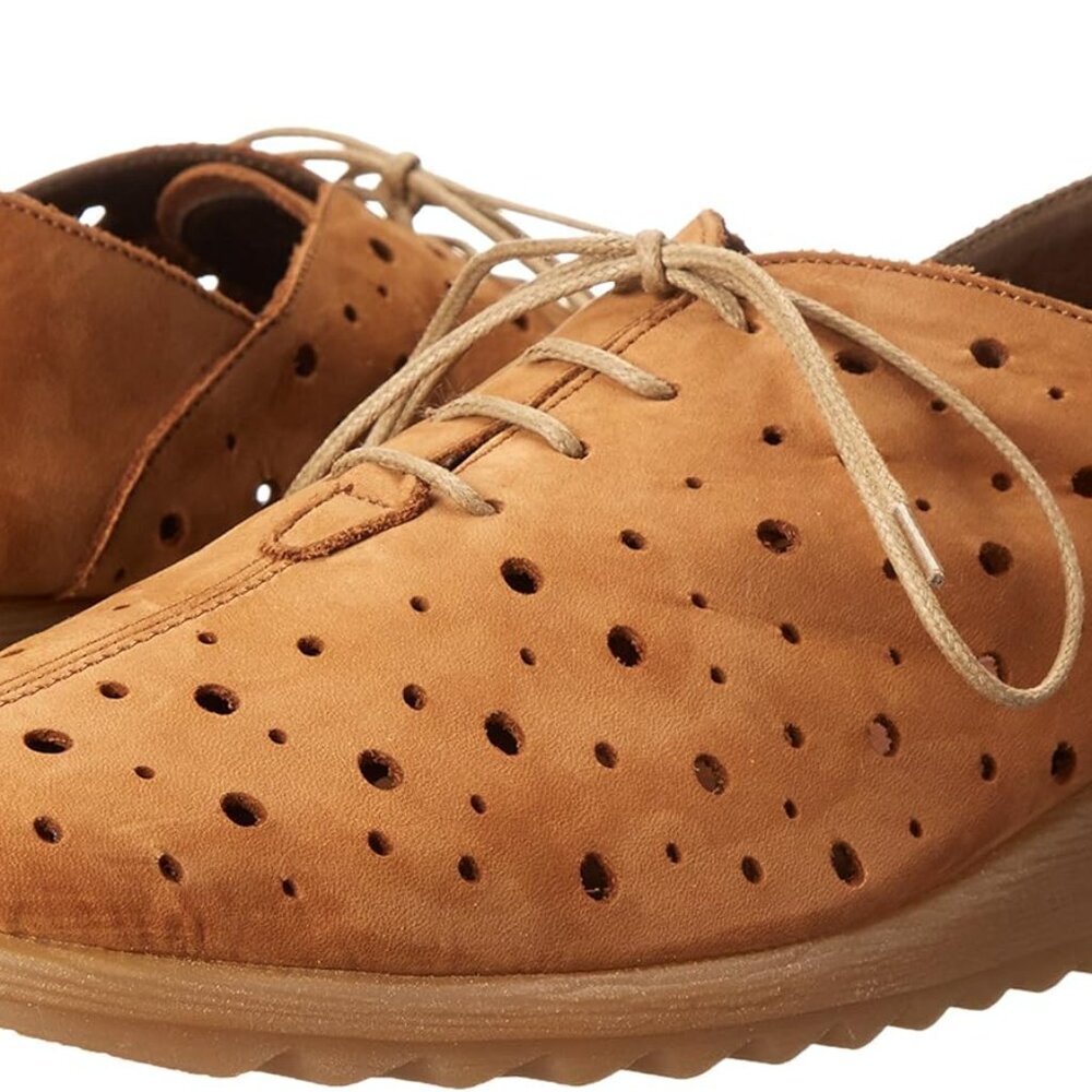 The FLEXX Suede Run Crazy Brown Perforated Wedge Comfort Shoes Women's Size 6.5